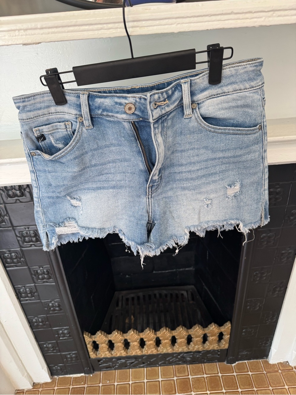 Kancan Light Blue Distressed Denim Shorts - Women's